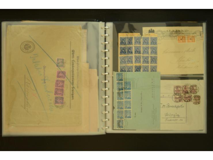 1920/1923, Sammlung mit über 600 Briefen, Karten und Ganzsachen, dabei Einzel- und Mehrfachfrankaturen, R-Briefe, Portostufen