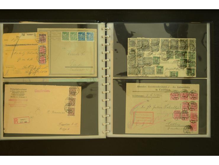 1920/1923, Sammlung mit über 600 Briefen, Karten und Ganzsachen, dabei Einzel- und Mehrfachfrankaturen, R-Briefe, Portostufen