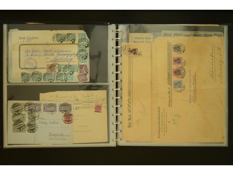 1920/1923, Sammlung mit über 600 Briefen, Karten und Ganzsachen, dabei Einzel- und Mehrfachfrankaturen, R-Briefe, Portostufen