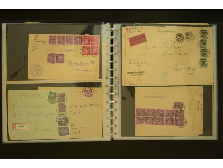 1920/1923, Sammlung mit über 600 Briefen, Karten und Ganzsachen, dabei Einzel- und Mehrfachfrankaturen, R-Briefe, Portostufen