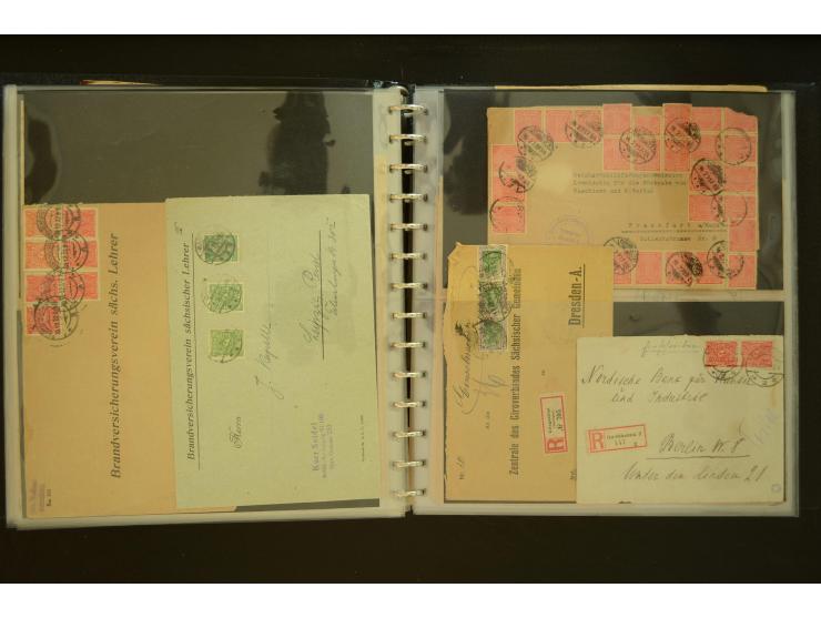 1920/1923, Sammlung mit über 600 Briefen, Karten und Ganzsachen, dabei Einzel- und Mehrfachfrankaturen, R-Briefe, Portostufen