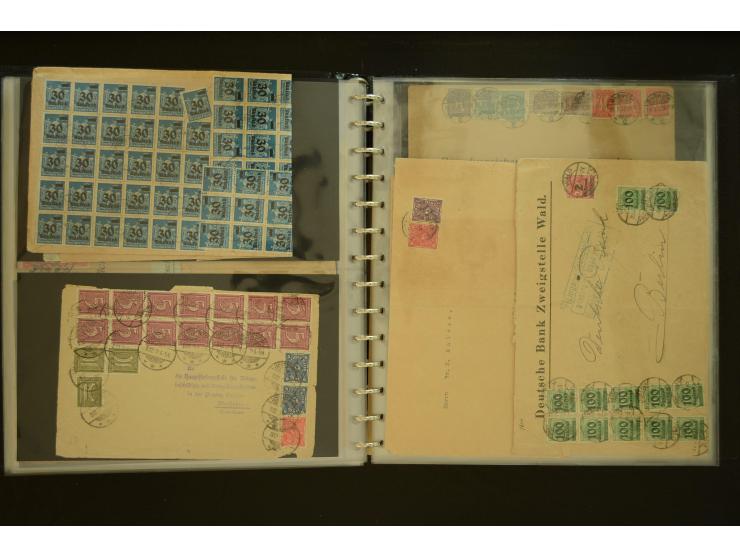 1920/1923, Sammlung mit über 600 Briefen, Karten und Ganzsachen, dabei Einzel- und Mehrfachfrankaturen, R-Briefe, Portostufen