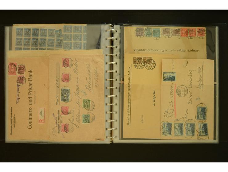 1920/1923, Sammlung mit über 600 Briefen, Karten und Ganzsachen, dabei Einzel- und Mehrfachfrankaturen, R-Briefe, Portostufen