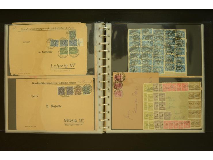1920/1923, Sammlung mit über 600 Briefen, Karten und Ganzsachen, dabei Einzel- und Mehrfachfrankaturen, R-Briefe, Portostufen