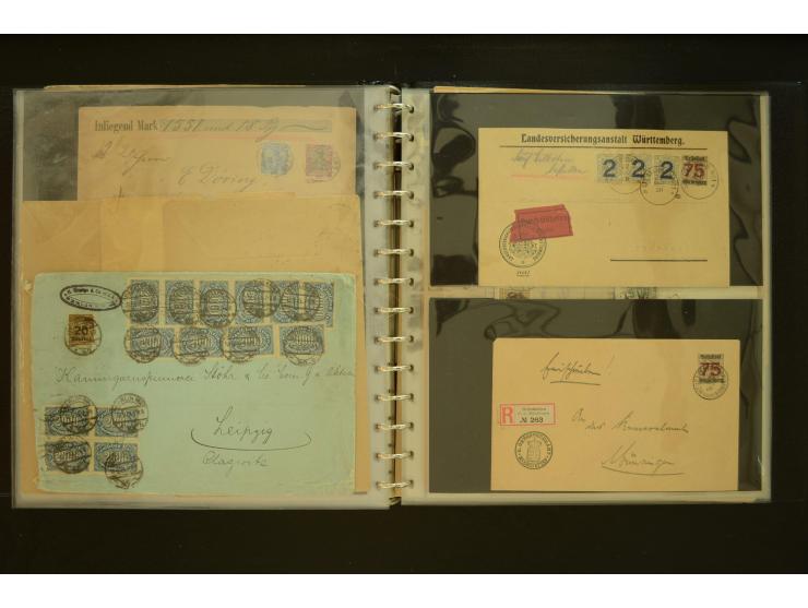 1920/1923, Sammlung mit über 600 Briefen, Karten und Ganzsachen, dabei Einzel- und Mehrfachfrankaturen, R-Briefe, Portostufen