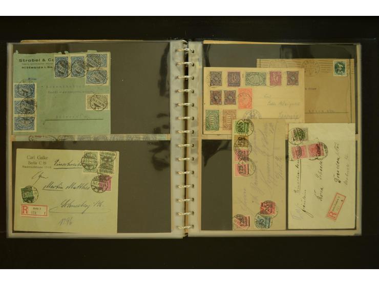 1920/1923, Sammlung mit über 600 Briefen, Karten und Ganzsachen, dabei Einzel- und Mehrfachfrankaturen, R-Briefe, Portostufen