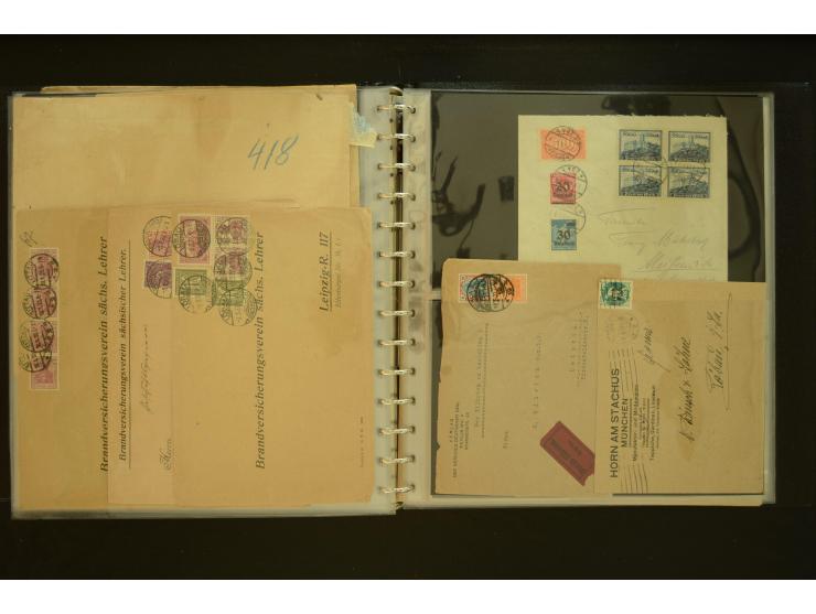 1920/1923, Sammlung mit über 600 Briefen, Karten und Ganzsachen, dabei Einzel- und Mehrfachfrankaturen, R-Briefe, Portostufen
