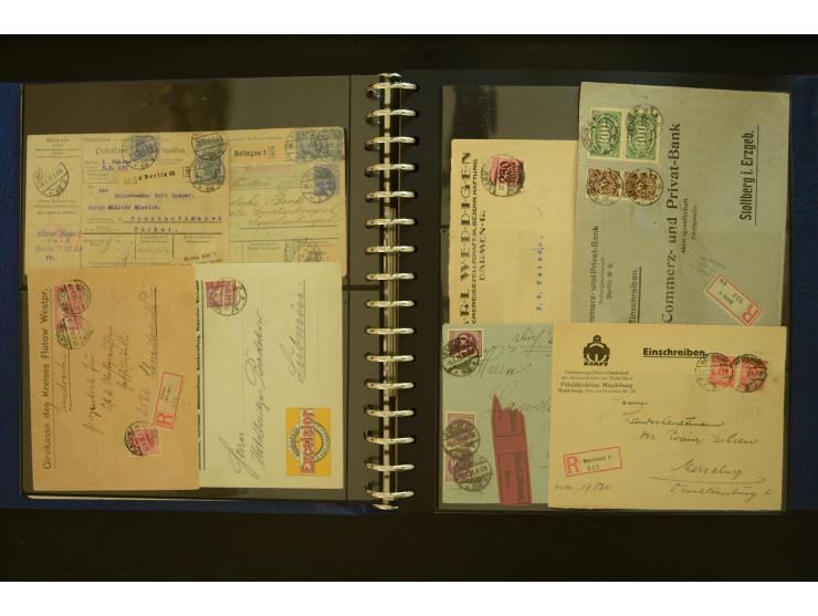 1920/1923, Sammlung mit über 600 Briefen, Karten und Ganzsachen, dabei Einzel- und Mehrfachfrankaturen, R-Briefe, Portostufen
