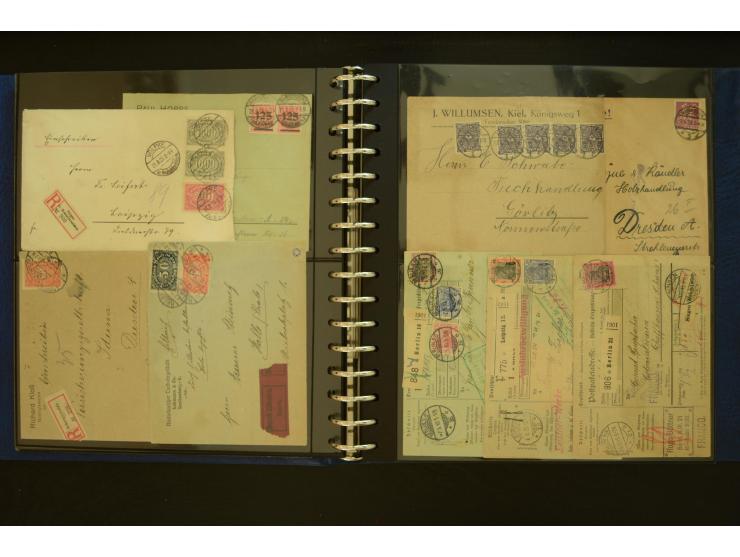 1920/1923, Sammlung mit über 600 Briefen, Karten und Ganzsachen, dabei Einzel- und Mehrfachfrankaturen, R-Briefe, Portostufen