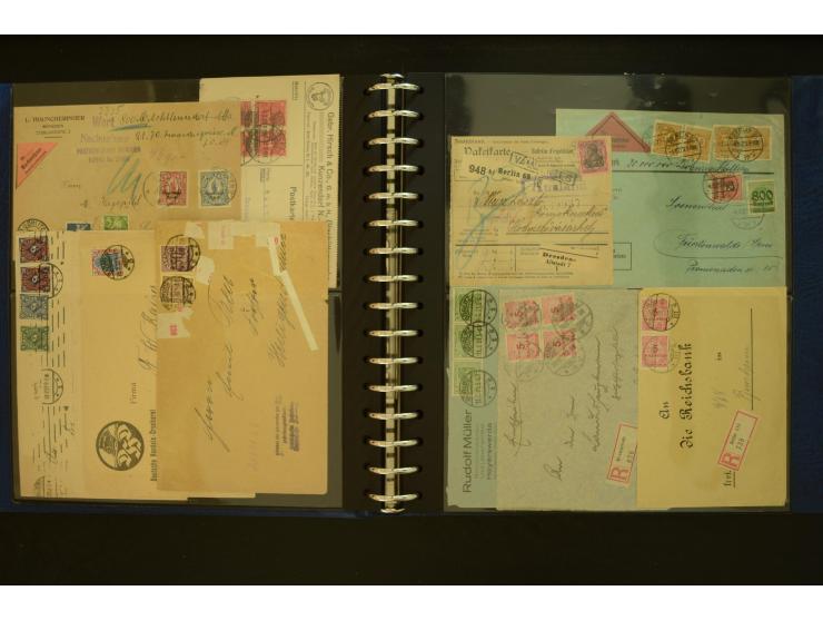 1920/1923, Sammlung mit über 600 Briefen, Karten und Ganzsachen, dabei Einzel- und Mehrfachfrankaturen, R-Briefe, Portostufen