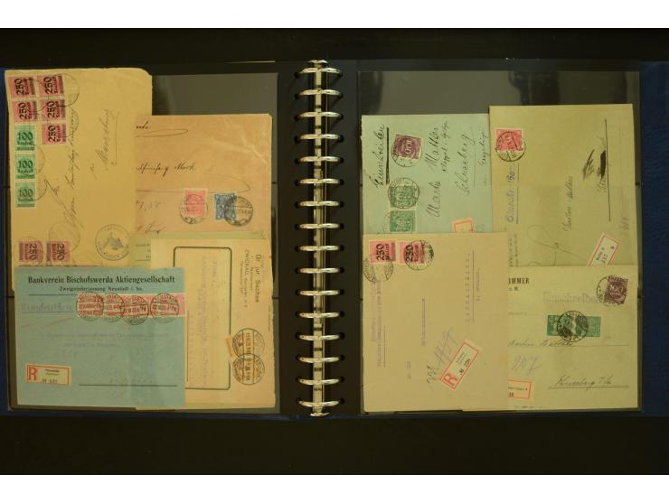 1920/1923, Sammlung mit über 600 Briefen, Karten und Ganzsachen, dabei Einzel- und Mehrfachfrankaturen, R-Briefe, Portostufen