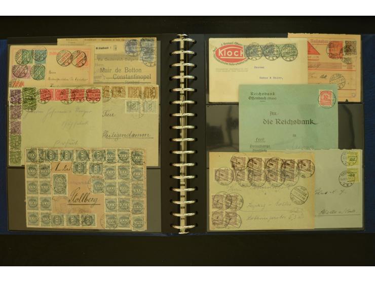 1920/1923, Sammlung mit über 600 Briefen, Karten und Ganzsachen, dabei Einzel- und Mehrfachfrankaturen, R-Briefe, Portostufen