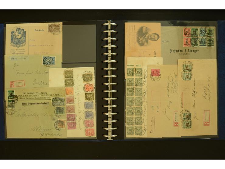 1920/1923, Sammlung mit über 600 Briefen, Karten und Ganzsachen, dabei Einzel- und Mehrfachfrankaturen, R-Briefe, Portostufen