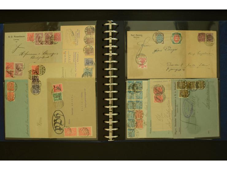 1920/1923, Sammlung mit über 600 Briefen, Karten und Ganzsachen, dabei Einzel- und Mehrfachfrankaturen, R-Briefe, Portostufen
