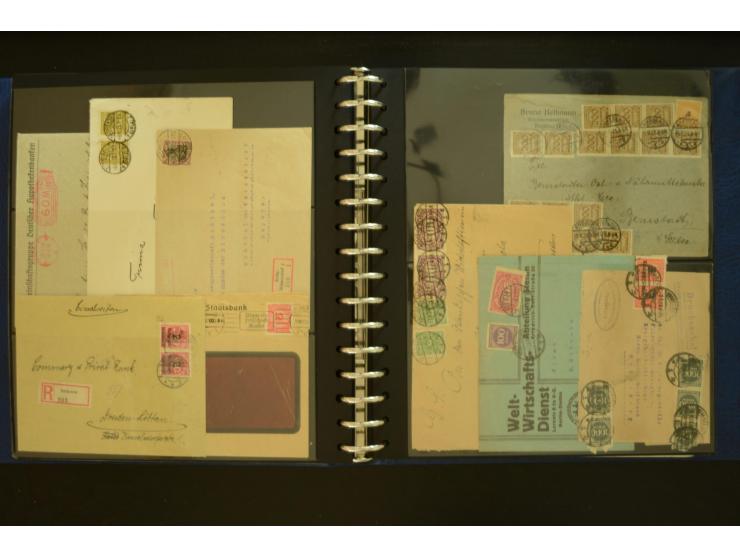 1920/1923, Sammlung mit über 600 Briefen, Karten und Ganzsachen, dabei Einzel- und Mehrfachfrankaturen, R-Briefe, Portostufen