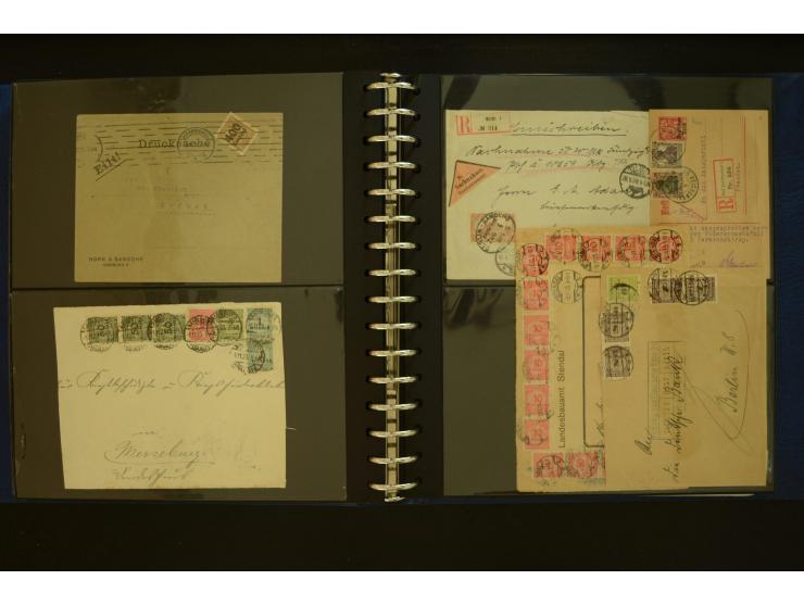 1920/1923, Sammlung mit über 600 Briefen, Karten und Ganzsachen, dabei Einzel- und Mehrfachfrankaturen, R-Briefe, Portostufen