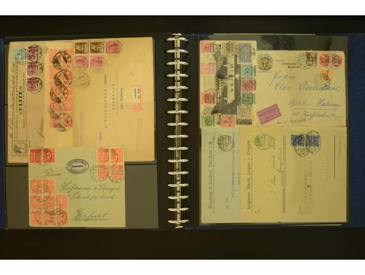 1920/1923, Sammlung mit über 600 Briefen, Karten und Ganzsachen, dabei Einzel- und Mehrfachfrankaturen, R-Briefe, Portostufen