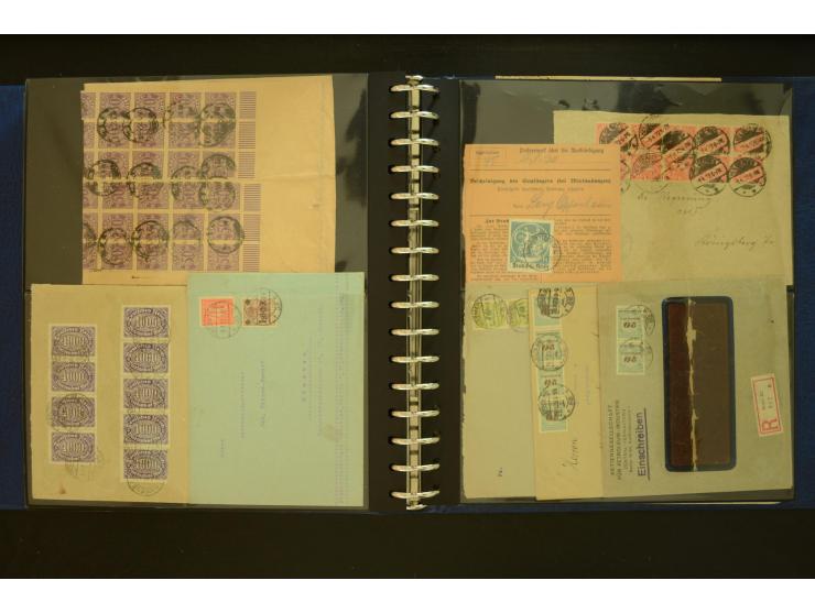 1920/1923, Sammlung mit über 600 Briefen, Karten und Ganzsachen, dabei Einzel- und Mehrfachfrankaturen, R-Briefe, Portostufen