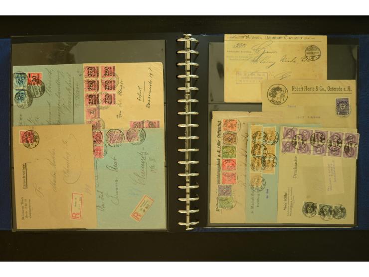 1920/1923, Sammlung mit über 600 Briefen, Karten und Ganzsachen, dabei Einzel- und Mehrfachfrankaturen, R-Briefe, Portostufen