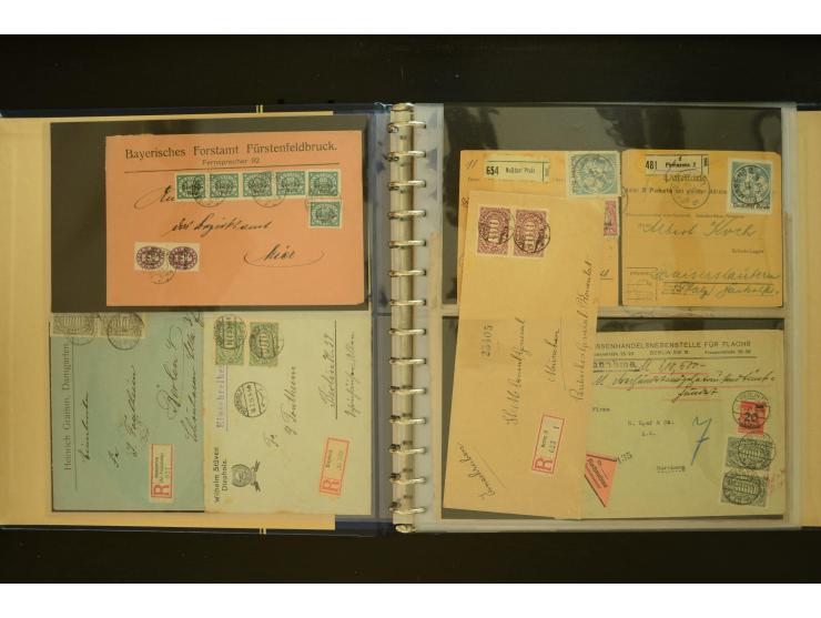 1920/1923, Sammlung mit über 600 Briefen, Karten und Ganzsachen, dabei Einzel- und Mehrfachfrankaturen, R-Briefe, Portostufen