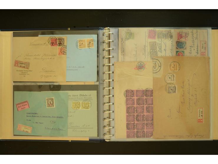 1920/1923, Sammlung mit über 600 Briefen, Karten und Ganzsachen, dabei Einzel- und Mehrfachfrankaturen, R-Briefe, Portostufen