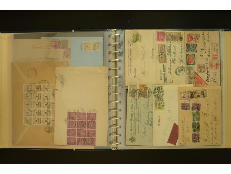 1920/1923, Sammlung mit über 600 Briefen, Karten und Ganzsachen, dabei Einzel- und Mehrfachfrankaturen, R-Briefe, Portostufen