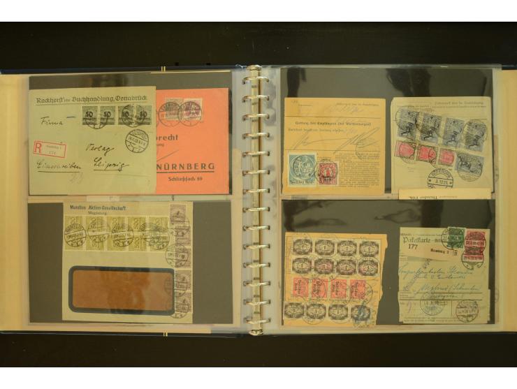 1920/1923, Sammlung mit über 600 Briefen, Karten und Ganzsachen, dabei Einzel- und Mehrfachfrankaturen, R-Briefe, Portostufen