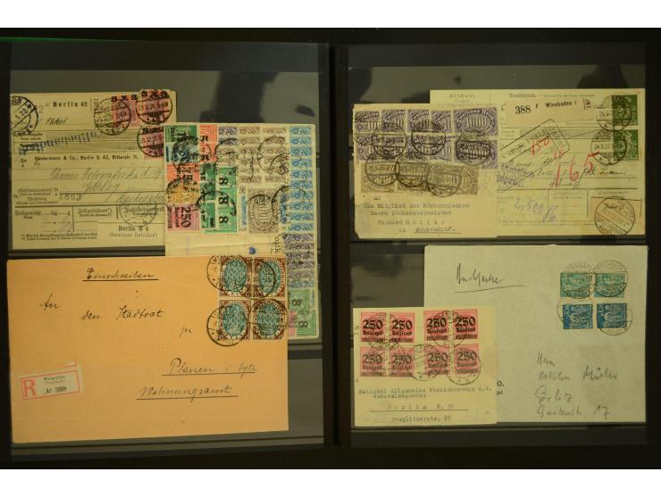 1920/1923, Sammlung mit über 600 Briefen, Karten und Ganzsachen, dabei Einzel- und Mehrfachfrankaturen, R-Briefe, Portostufen