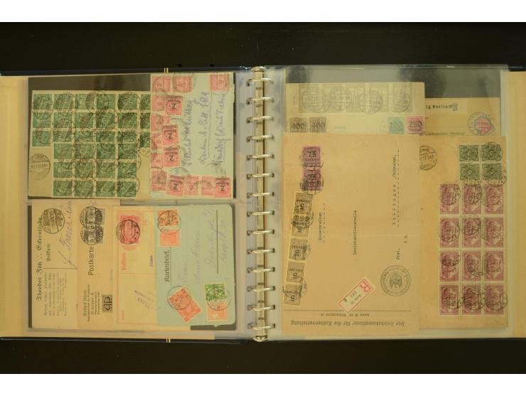 1920/1923, Sammlung mit über 600 Briefen, Karten und Ganzsachen, dabei Einzel- und Mehrfachfrankaturen, R-Briefe, Portostufen