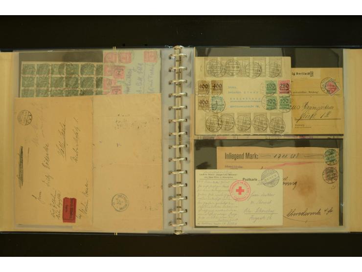 1920/1923, Sammlung mit über 600 Briefen, Karten und Ganzsachen, dabei Einzel- und Mehrfachfrankaturen, R-Briefe, Portostufen