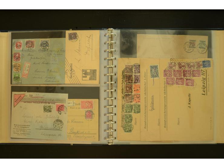 1920/1923, Sammlung mit über 600 Briefen, Karten und Ganzsachen, dabei Einzel- und Mehrfachfrankaturen, R-Briefe, Portostufen