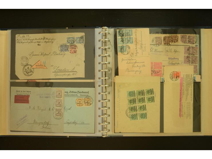 1920/1923, Sammlung mit über 600 Briefen, Karten und Ganzsachen, dabei Einzel- und Mehrfachfrankaturen, R-Briefe, Portostufen