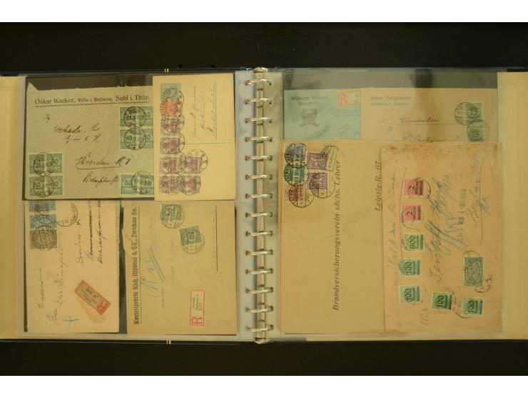1920/1923, Sammlung mit über 600 Briefen, Karten und Ganzsachen, dabei Einzel- und Mehrfachfrankaturen, R-Briefe, Portostufen