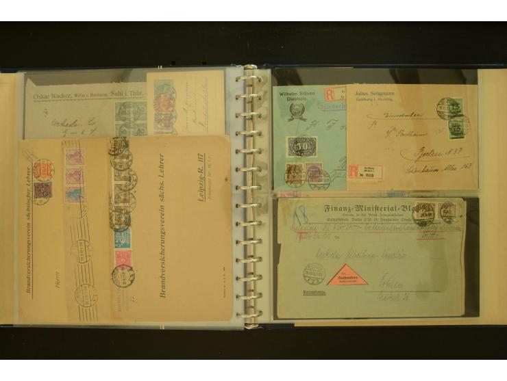 1920/1923, Sammlung mit über 600 Briefen, Karten und Ganzsachen, dabei Einzel- und Mehrfachfrankaturen, R-Briefe, Portostufen