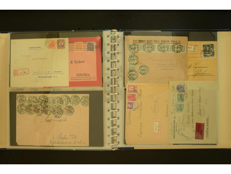 1920/1923, Sammlung mit über 600 Briefen, Karten und Ganzsachen, dabei Einzel- und Mehrfachfrankaturen, R-Briefe, Portostufen