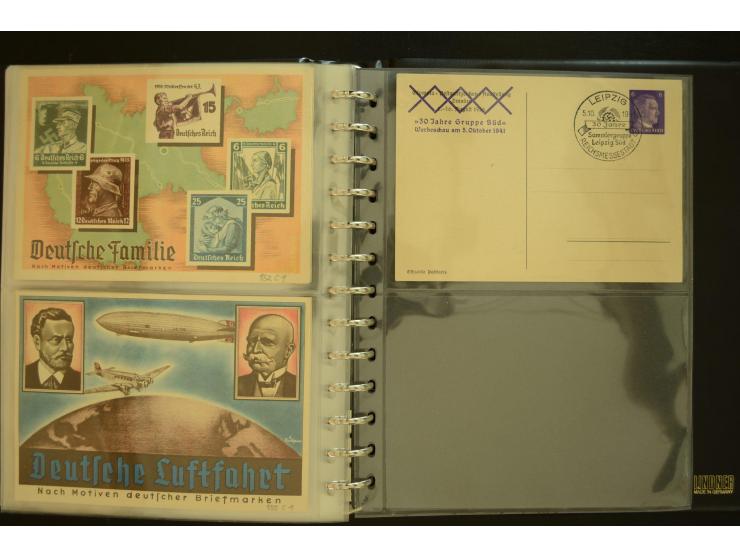 1921/1942, umfangreiche Sammlung mit ca. 450 ungebrauchten und gebrauchten Privatpost-Ganzsachenkarten mit Schwerpunkt III. R