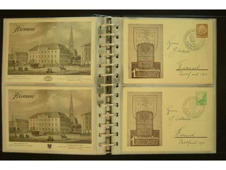 1921/1942, umfangreiche Sammlung mit ca. 450 ungebrauchten und gebrauchten Privatpost-Ganzsachenkarten mit Schwerpunkt III. R