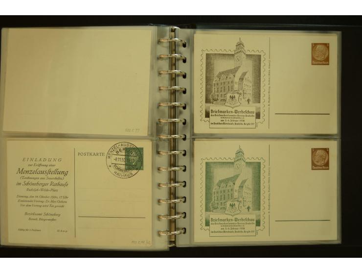 1921/1942, umfangreiche Sammlung mit ca. 450 ungebrauchten und gebrauchten Privatpost-Ganzsachenkarten mit Schwerpunkt III. R