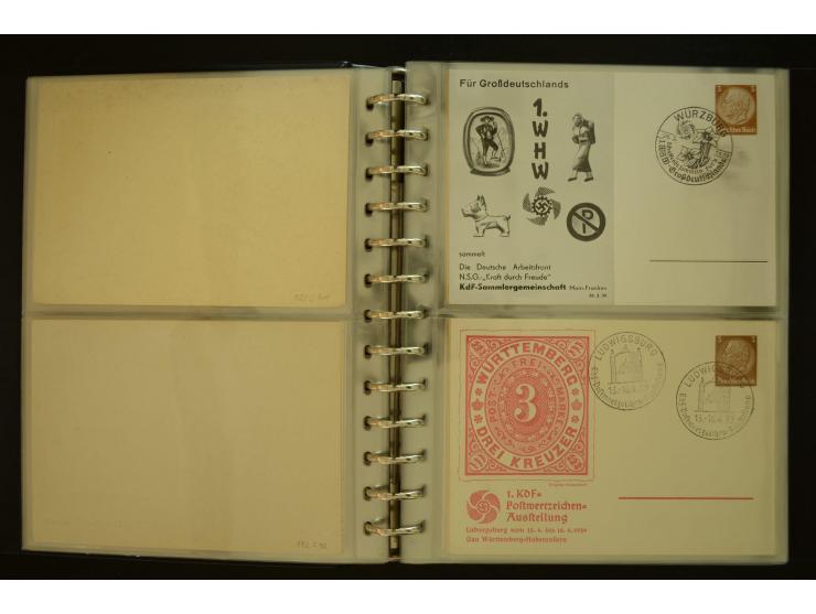 1921/1942, umfangreiche Sammlung mit ca. 450 ungebrauchten und gebrauchten Privatpost-Ganzsachenkarten mit Schwerpunkt III. R