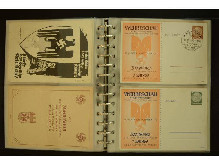 1921/1942, umfangreiche Sammlung mit ca. 450 ungebrauchten und gebrauchten Privatpost-Ganzsachenkarten mit Schwerpunkt III. R