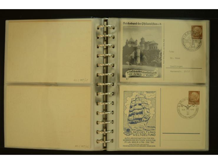 1921/1942, umfangreiche Sammlung mit ca. 450 ungebrauchten und gebrauchten Privatpost-Ganzsachenkarten mit Schwerpunkt III. R