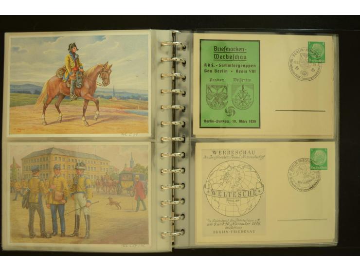 1921/1942, umfangreiche Sammlung mit ca. 450 ungebrauchten und gebrauchten Privatpost-Ganzsachenkarten mit Schwerpunkt III. R