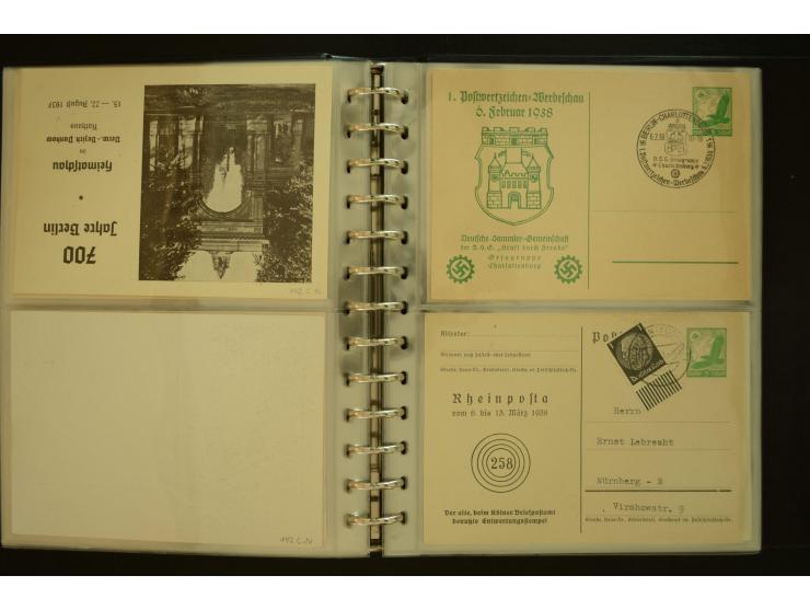1921/1942, umfangreiche Sammlung mit ca. 450 ungebrauchten und gebrauchten Privatpost-Ganzsachenkarten mit Schwerpunkt III. R