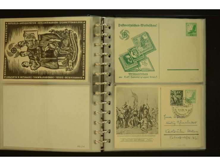 1921/1942, umfangreiche Sammlung mit ca. 450 ungebrauchten und gebrauchten Privatpost-Ganzsachenkarten mit Schwerpunkt III. R