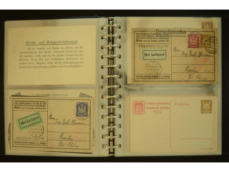 1921/1942, umfangreiche Sammlung mit ca. 450 ungebrauchten und gebrauchten Privatpost-Ganzsachenkarten mit Schwerpunkt III. R
