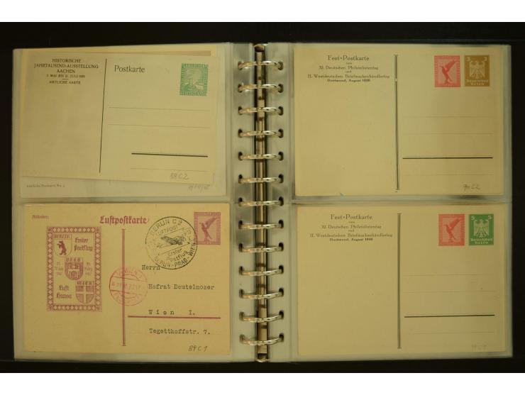 1921/1942, umfangreiche Sammlung mit ca. 450 ungebrauchten und gebrauchten Privatpost-Ganzsachenkarten mit Schwerpunkt III. R