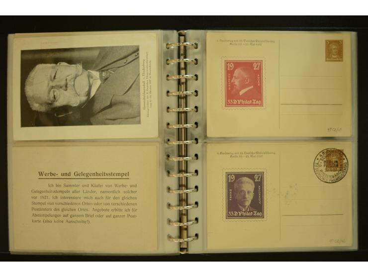 1921/1942, umfangreiche Sammlung mit ca. 450 ungebrauchten und gebrauchten Privatpost-Ganzsachenkarten mit Schwerpunkt III. R