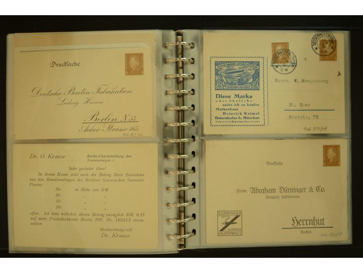 1921/1942, umfangreiche Sammlung mit ca. 450 ungebrauchten und gebrauchten Privatpost-Ganzsachenkarten mit Schwerpunkt III. R