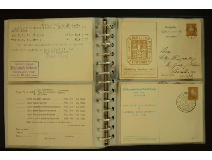 1921/1942, umfangreiche Sammlung mit ca. 450 ungebrauchten und gebrauchten Privatpost-Ganzsachenkarten mit Schwerpunkt III. R