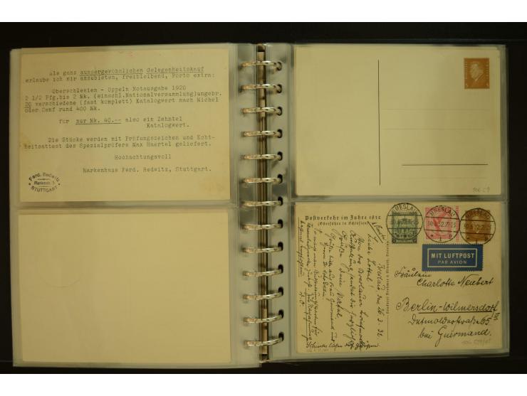 1921/1942, umfangreiche Sammlung mit ca. 450 ungebrauchten und gebrauchten Privatpost-Ganzsachenkarten mit Schwerpunkt III. R